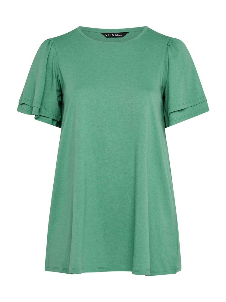 Yours Curve Green Double Angel Sleeve T-Shirt - Image 5 of 5