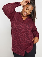 Yours Curve Red Burnout Shirt - Image 1 of 5