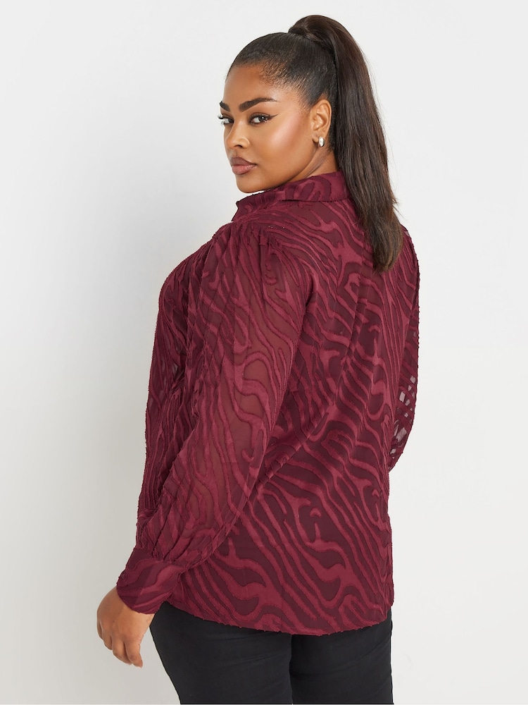 Yours Curve Red Burnout Shirt - Image 3 of 5