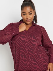 Yours Curve Red Burnout Shirt - Image 4 of 5