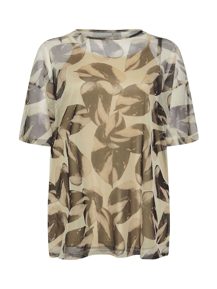 Yours Curve Natural Oversized Mesh Top - Image 6 of 6