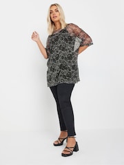 Yours Curve Black Oversized Mesh Top - Image 2 of 5