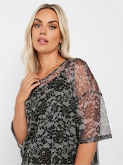 Yours Curve Black Oversized Mesh Top - Image 4 of 5