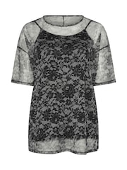 Yours Curve Black Oversized Mesh Top - Image 5 of 5