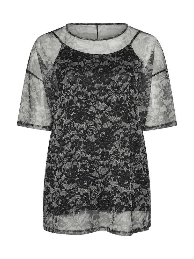 Yours Curve Black Oversized Mesh Top - Image 5 of 5