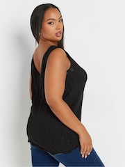 Yours Curve Black Crochet Knitted 100% Cotton Vest - Image 2 of 5