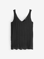 Yours Curve Black Crochet Knitted 100% Cotton Vest - Image 5 of 5