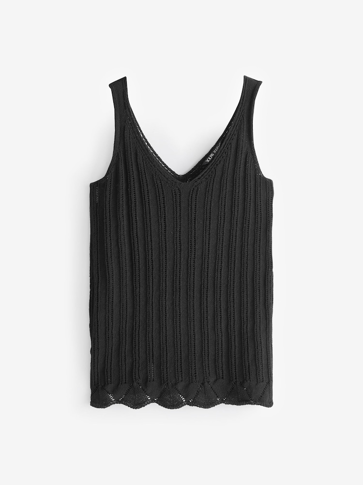 Yours Curve Black Crochet Knitted 100% Cotton Vest - Image 5 of 5