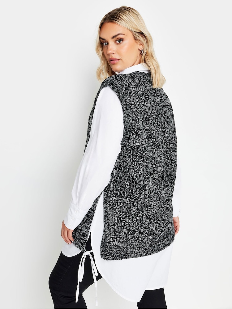 Yours Curve Black Tabbard Vest With Side Splits - Image 5 of 5