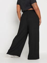 Yours Curve Black Stuctrured Wide Leg Trousers - Image 3 of 5