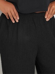 Yours Curve Black Stuctrured Wide Leg Trousers - Image 4 of 5