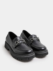 Yours Curve Black Extra Wide Fit Metal Trim Loafers - Image 2 of 5