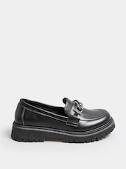 Yours Curve Black Extra Wide Fit Metal Trim Loafers - Image 3 of 5