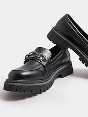 Yours Curve Black Extra Wide Fit Metal Trim Loafers - Image 4 of 5