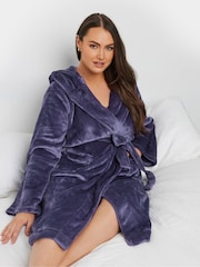 Yours Curve Purple Hooded Robe - Image 2 of 4
