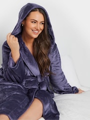 Yours Curve Purple Hooded Robe - Image 4 of 4