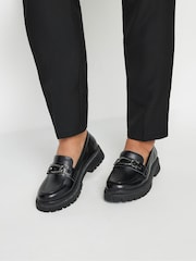 Yours Curve Black Chain Detail Chunky Loafers In Wide E Fit - Image 1 of 5