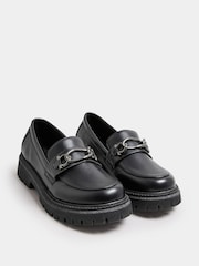 Yours Curve Black Chain Detail Chunky Loafers In Wide E Fit - Image 2 of 5