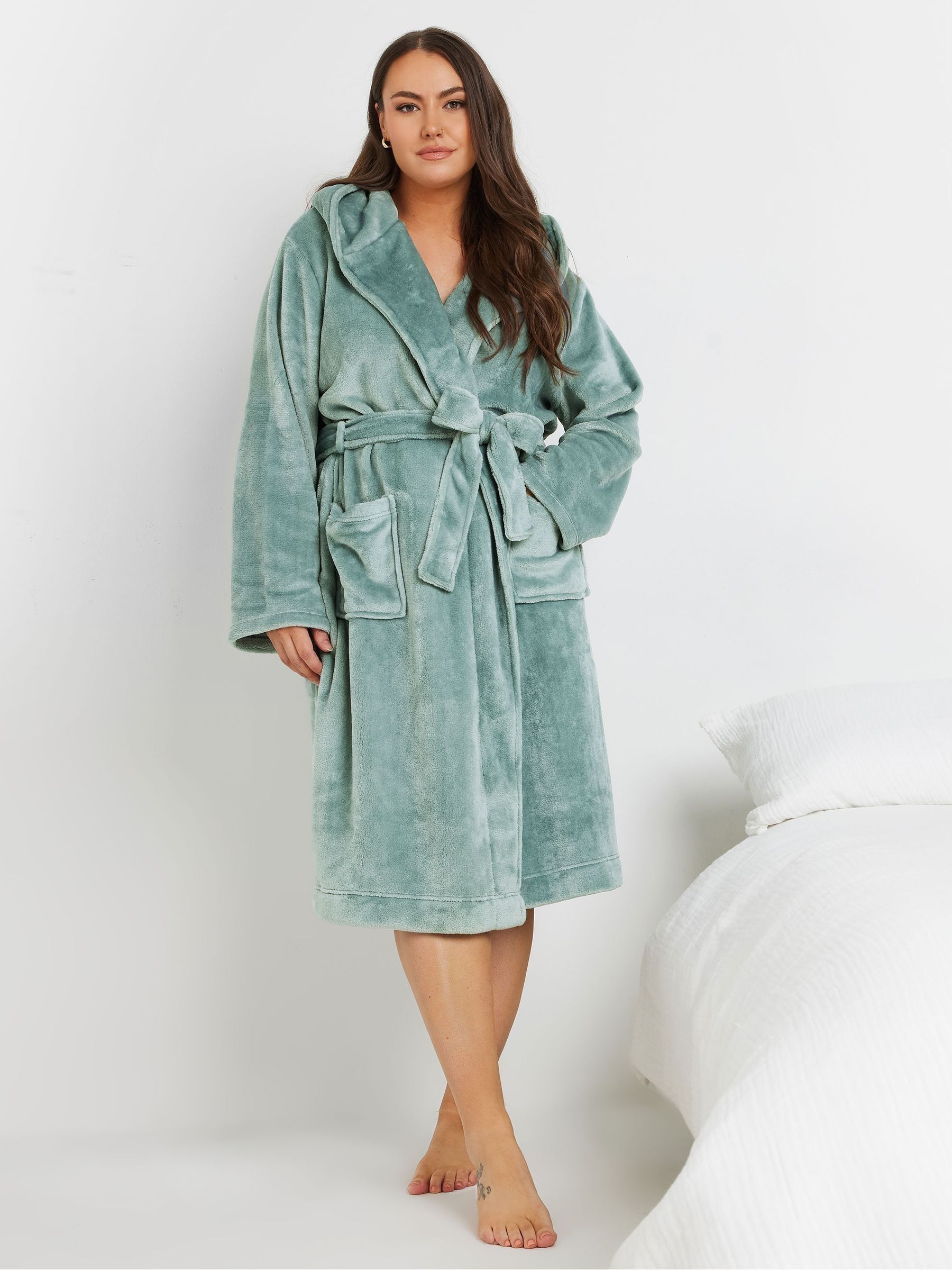 Buy Yours Curve Green Hooded Robe from the Next UK online shop