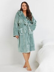 Yours Curve Green Hooded Robe - Image 1 of 4
