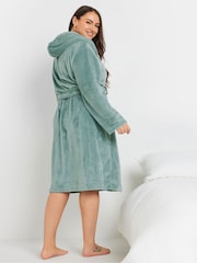 Yours Curve Green Hooded Robe - Image 3 of 4