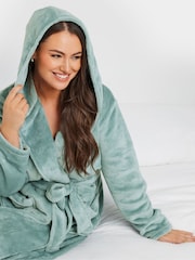 Yours Curve Green Hooded Robe - Image 4 of 4