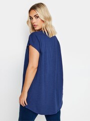 Yours Curve Blue Grown On Slub 100% Cotton T-Shirt - Image 3 of 5
