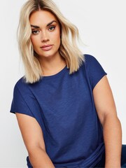 Yours Curve Blue Grown On Slub 100% Cotton T-Shirt - Image 4 of 5