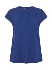 Yours Curve Blue Grown On Slub 100% Cotton T-Shirt - Image 5 of 5