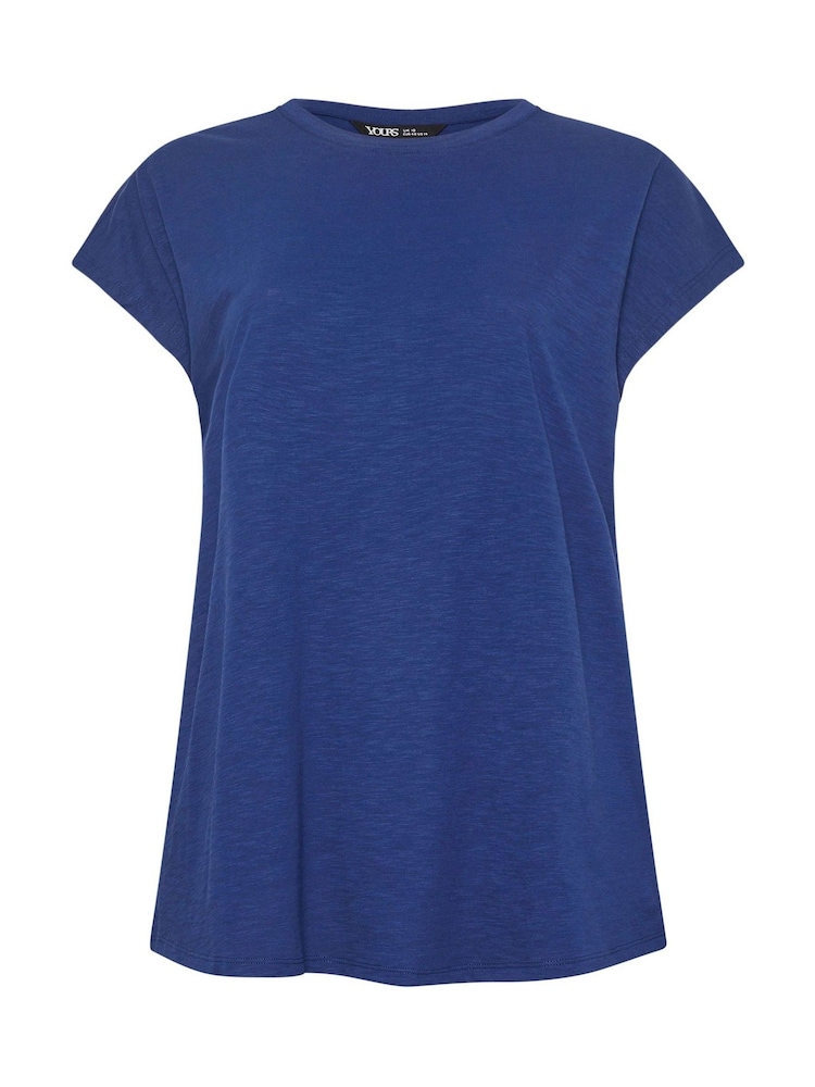 Yours Curve Blue Grown On Slub 100% Cotton T-Shirt - Image 5 of 5