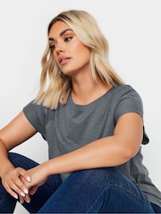 Yours Curve Grey Grown On Slub 100% Cotton T-Shirt - Image 4 of 5