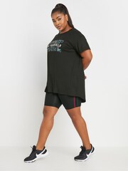 Yours Curve Black Side Stripe Active Shorts - Image 2 of 6
