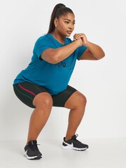 Yours Curve Black Side Stripe Active Shorts - Image 3 of 6
