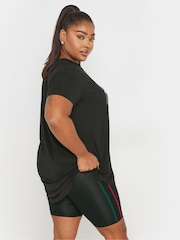 Yours Curve Black Side Stripe Active Shorts - Image 4 of 6