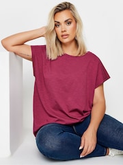 Yours Curve Red Grown On Slub 100% Cotton T-Shirt - Image 1 of 5
