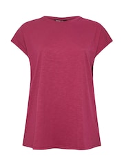 Yours Curve Red Grown On Slub 100% Cotton T-Shirt - Image 5 of 5