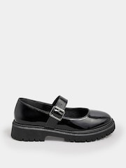 Yours Curve Black Patent Chunky Mary Jane Shoes In An Extra Wide EEE Fit - Image 1 of 5