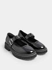 Yours Curve Black Patent Chunky Mary Jane Shoes In An Extra Wide EEE Fit - Image 2 of 5