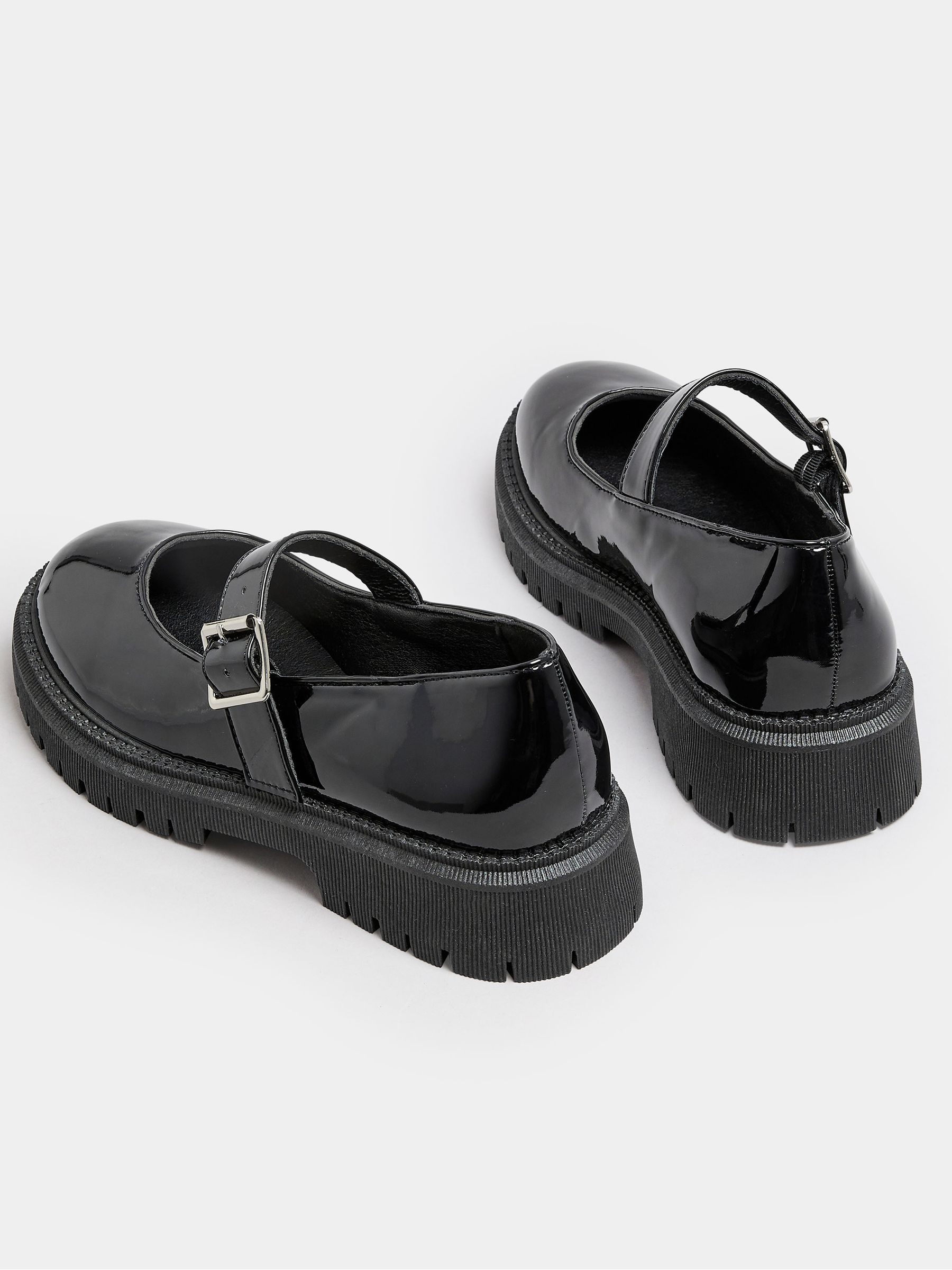 Buy Yours Curve Black Patent Chunky Mary Jane Shoes In An