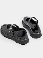 Yours Curve Black Patent Chunky Mary Jane Shoes In An Extra Wide EEE Fit - Image 3 of 5