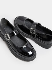 Yours Curve Black Patent Chunky Mary Jane Shoes In An Extra Wide EEE Fit - Image 4 of 5