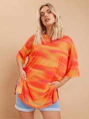 Yours Curve Orange Oversized Mesh Top - Image 1 of 5