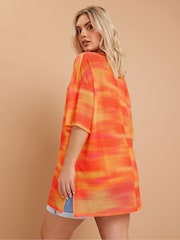 Yours Curve Orange Oversized Mesh Top - Image 3 of 5