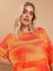 Yours Curve Orange Oversized Mesh Top - Image 4 of 5