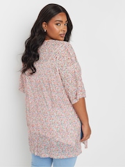 Yours Curve Pink/White Oversized Mesh Top - Image 3 of 5