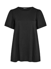 Yours Curve Black Double Frill Angel Sleeve Plain Top - Image 5 of 5