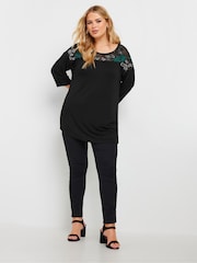 Yours Curve Black Embellished Top - Image 3 of 5