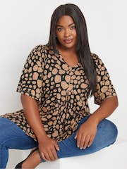 Yours Curve Brown Spot Print Blouses - Image 1 of 5