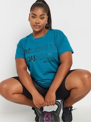 Yours Curve Blue Believe In Yourself Active Top - Image 4 of 5