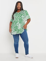 Yours Curve Green Spot Print Swing Top - Image 2 of 5